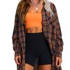 Womens Plaid Flannel Shacket Long Sleeve Button Down Shirts Long Jackets Oversized Spring Fashion Outfits 2025 Clothes