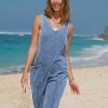Womens High Roller Denim Bib Jumpsuits Casual Loose Sleeveless Baggy Overalls Jeans Pants Jumpers with Pockets