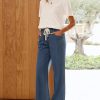 Women Wide Leg Jeans Casual Loose Fit High Elastic Waist Denim Pants with Pockets