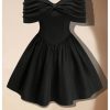 Women's Plus Size Off The Shoulder Bow Dress Ruched Fit and Flare Elegant Vintage Dress