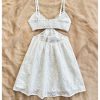 SHENHE Women's Summer Eyelet Open Back Cami Dress Cut Out V Smocked Neck Flowy Boho Vacation Sundress