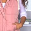 Women's Slim Sleeveless Quilted Removable Hooded Winter Puffer Vest Coat