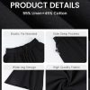 Women Linen Cotton Wide Leg Pants Drawstring Elastic High Waist Casual Palazzo Trousers with Deep Pockets