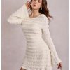 Women's Bell Long Sleeve Tie Backless Bodycon Mini Dress Sexy Party Night Dresses