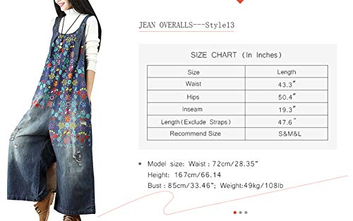 Women's Loose Baggy Denim Wide Leg Drop Crotch Jumpsuit Rompers Overalls