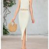 Girl's 2 Piece Summer Clothes Tassel Halter Crop Top and Slit Midi Skirt Set Vacation Outfits
