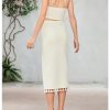 Girl's 2 Piece Summer Clothes Tassel Halter Crop Top and Slit Midi Skirt Set Vacation Outfits