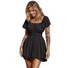 Women's 2025 Summer Ruffle Short Sleeve Tie Back Romper Dress Square Neck A Line Cute Dressy Short Jumpsuits