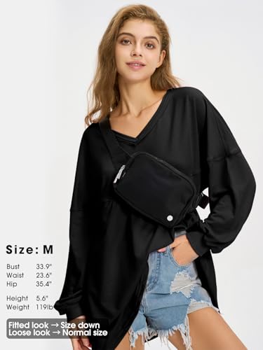 Womens Fall Long Sleeve Shirts V Neck Casual Maternity Tops Loose Babydoll Pullover Dressy Tunic Blouse Outfits 2025