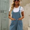 Women's Casual Summer Cotton Linen Rompers Overalls Jumpsuit Shorts