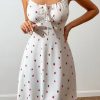 Women's Sexy Strawberry Pajama Dress Bow Sweetheart Neck Sleeveless Babydoll Nightgown Pj Sleep Dress
