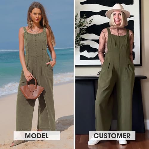Women Fall Overalls Denim Loose Fit Wide Leg Bib Jumpsuits Casual Adjustable Baggy Jeans Romper with Pockets 2025