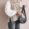 Women Leopard Print Sweater Vest Side Tie Knit Tank Tops Sleeveless Crew Neck Casual Fall Outfits