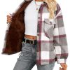 Women's Warm Sherpa Lined Fleece Plaid Flannel Shirt Jacket Button Down Fuzzy Shacket