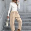 Womens Fleece Lined Sweatpants Barrel Leg High Waist Winter Joggers Cozy Home Travel Lounge Pants with Pockets