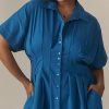 Shirt Dress for Women Summer Casual Short Sleeve Button Down Loose Pleated Maxi Sundress with Pockets