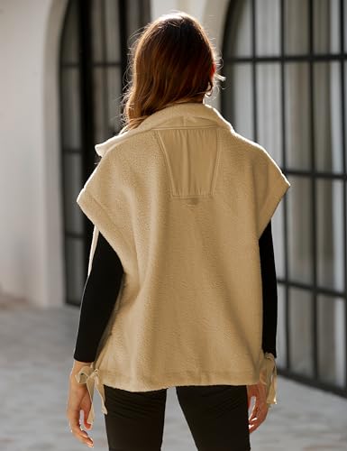 Women's Fleece Vest Casual Sleeveless Button Down Winter Warm Sherpa Jacket with Pockets