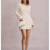 Women's Bell Long Sleeve Tie Backless Bodycon Mini Dress Sexy Party Night Dresses
