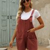 Women's Casual Summer Cotton Linen Rompers Overalls Jumpsuit Shorts