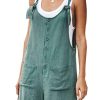 Women's Casual Summer Cotton Linen Rompers Overalls Jumpsuit Shorts