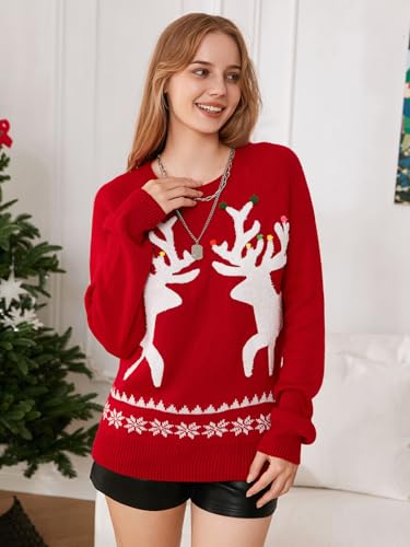 Patterns Reindeer Ugly Christmas Sweater Jumper Pullover Tops