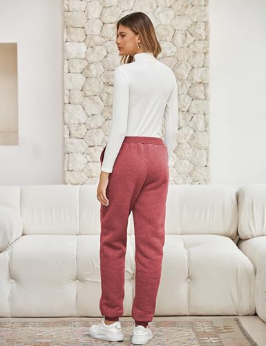 Womens Sherpa Lined Sweatpants Winter Warm Fleece Joggers Casual Lounge Pants