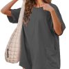 Rompers for Women Casual Short Sleeve Oversized Athletic Workout Reversible Hot Shot Tee Romper Deep Pockets