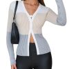 Womens Fall Lightweight Cropped Cardigans Long Sleeve Button Up V Neck Sweater Ribbed Knit Open Front Tops 2025 Trendy