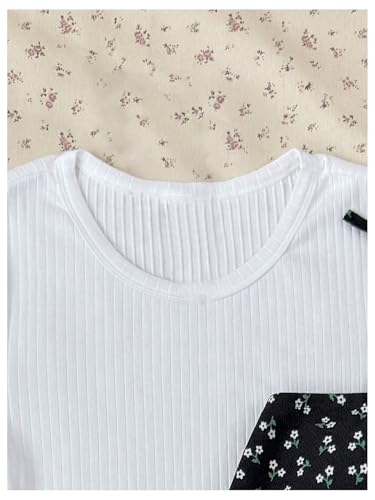 Girl's Floral Tie Shoulder Dress Flowy Boho Short Sundress with Short Sleeve Knit Tee