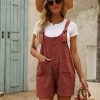 Women's Casual Summer Cotton Linen Rompers Overalls Jumpsuit Shorts