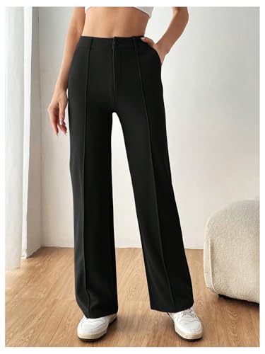Women's Straight Leg Dress Pants High Waisted Slacks Casual Work Office Pants Trousers