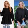 EXLURA Womens Fall Long Sleeve Loose Blouses Swiss Dot Babydoll Shirts Dressy Casual Peplum Tunic Tops Trendy Outfits 2025