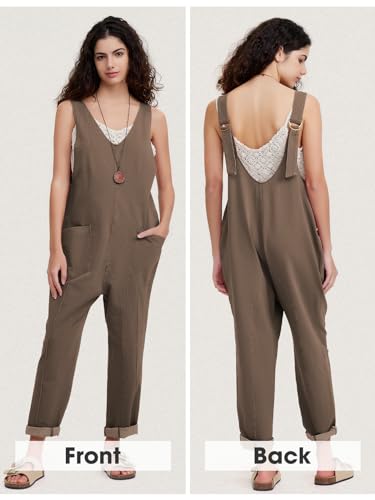 Womens High Roller Denim Bib Jumpsuits Casual Loose Sleeveless Baggy Overalls Jeans Pants Jumpers with Pockets