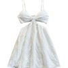 SHENHE Women's Summer Eyelet Open Back Cami Dress Cut Out V Smocked Neck Flowy Boho Vacation Sundress