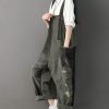 Women's Loose Baggy Denim Wide Leg Drop Crotch Jumpsuit Rompers Overalls