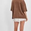 Women Sweater Tee Casual Crewneck Short Sleeve Pullover Top Ribbed Knit Loose Shirt