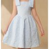 Girl's Flower Girl Dress Bow Sleeveless Fit and Flare A Line Party Wedding Jacuqard Dress