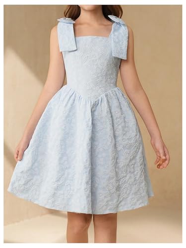 Girl's Flower Girl Dress Bow Sleeveless Fit and Flare A Line Party Wedding Jacuqard Dress
