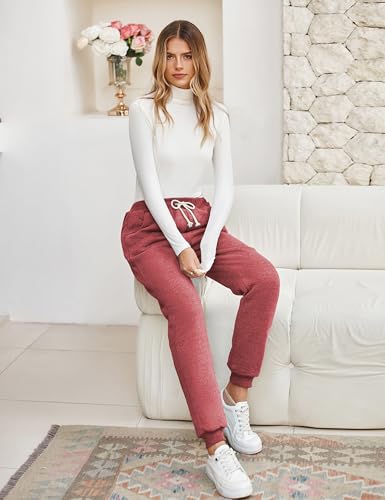 Womens Sherpa Lined Sweatpants Winter Warm Fleece Joggers Casual Lounge Pants