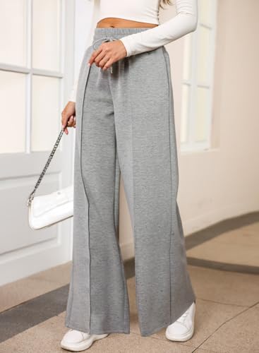 Women's High Waisted Drawstring Waist Wide Leg Sweatpants with Pockets Casual Loose Yoga Pants