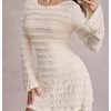 Women's Bell Long Sleeve Tie Backless Bodycon Mini Dress Sexy Party Night Dresses