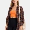 Womens Plaid Flannel Shacket Long Sleeve Button Down Shirts Long Jackets Oversized Spring Fashion Outfits 2025 Clothes