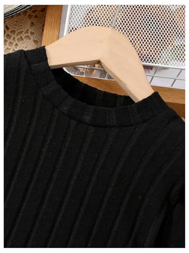Girl's Casual Sweater Dress Mock Neck Long Sleeve Knitted Midi Dress