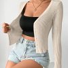 Women's Ribbed Knit Button Down V Neck Lightweight Cropped Cardigan Sweater