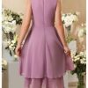 Girl's Chiffon Flowy Dress Sleeveless Tiered Swing Bridesmaid Flower Girl Party Dress