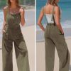 Women Fall Overalls Denim Loose Fit Wide Leg Bib Jumpsuits Casual Adjustable Baggy Jeans Romper with Pockets 2025