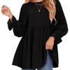 EXLURA Womens Fall Long Sleeve Loose Blouses Swiss Dot Babydoll Shirts Dressy Casual Peplum Tunic Tops Trendy Outfits 2025