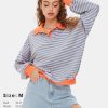 Womens Oversized Sweatshirt for Women 2024 Fall Button Striped Long Sleeve Shirts Hoodies Preppy Top Y2K Outfits
