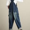 Women's Loose Baggy Denim Wide Leg Drop Crotch Jumpsuit Rompers Overalls