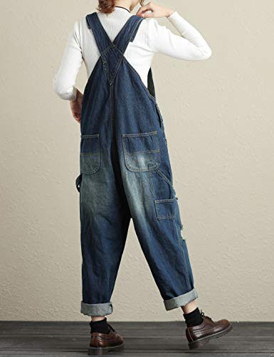 Women's Loose Baggy Denim Wide Leg Drop Crotch Jumpsuit Rompers Overalls